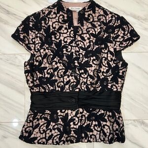 Kay Unger Black Lace and Blush Suit